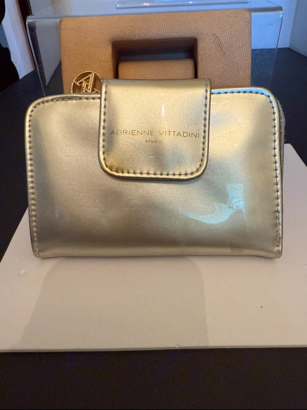 Adrienne Vittadini Metallic Gold Snap Wallet